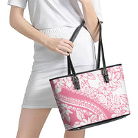 Polynesian Tiare Flower Pink Pastel Vibes Leather Tote Bag