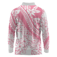 Polynesian Tiare Flower Pink Pastel Vibes Long Sleeve Polo Shirt LT14 - Polynesian Pride