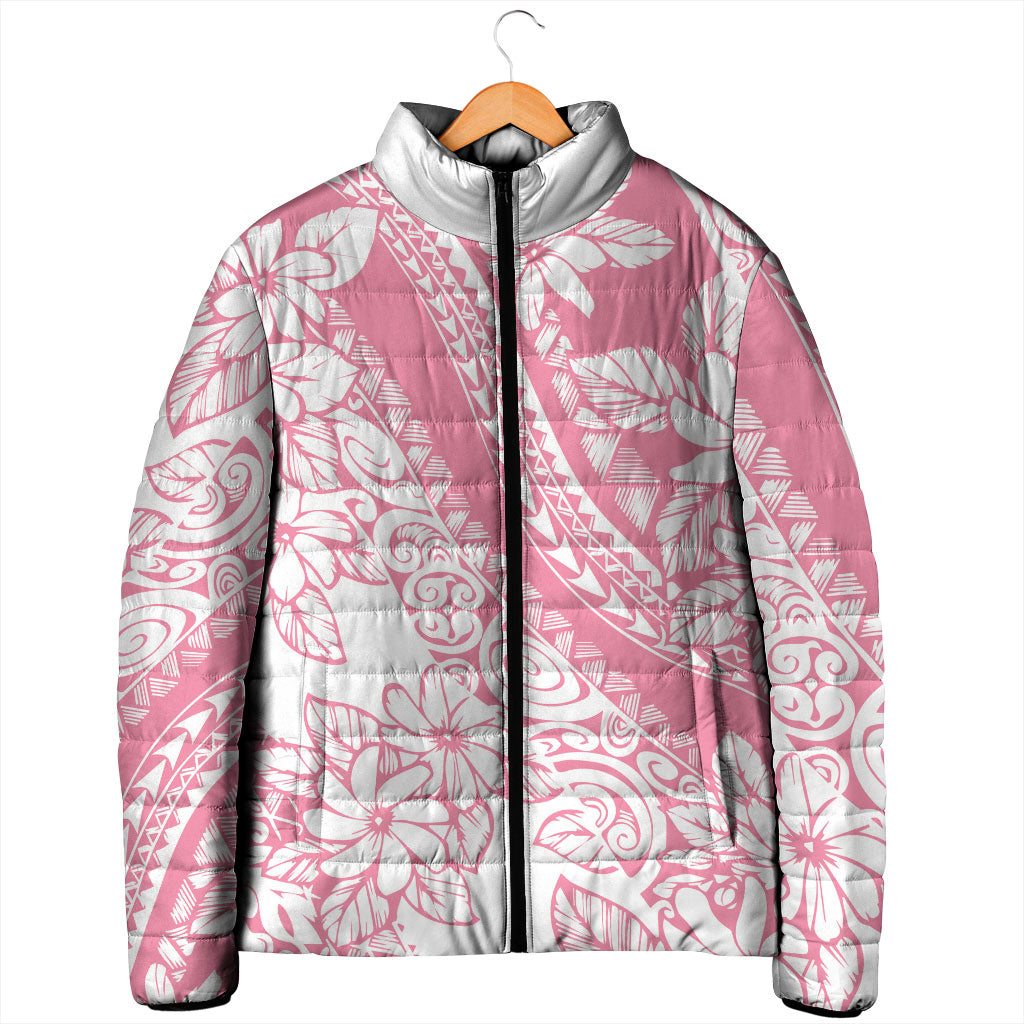 Polynesian Tiare Flower Pink Pastel Vibes Padded Jacket