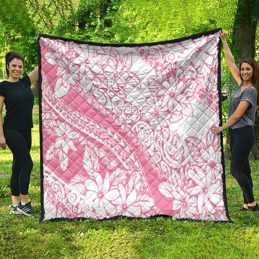 Polynesian Tiare Flower Pink Pastel Vibes Quilt