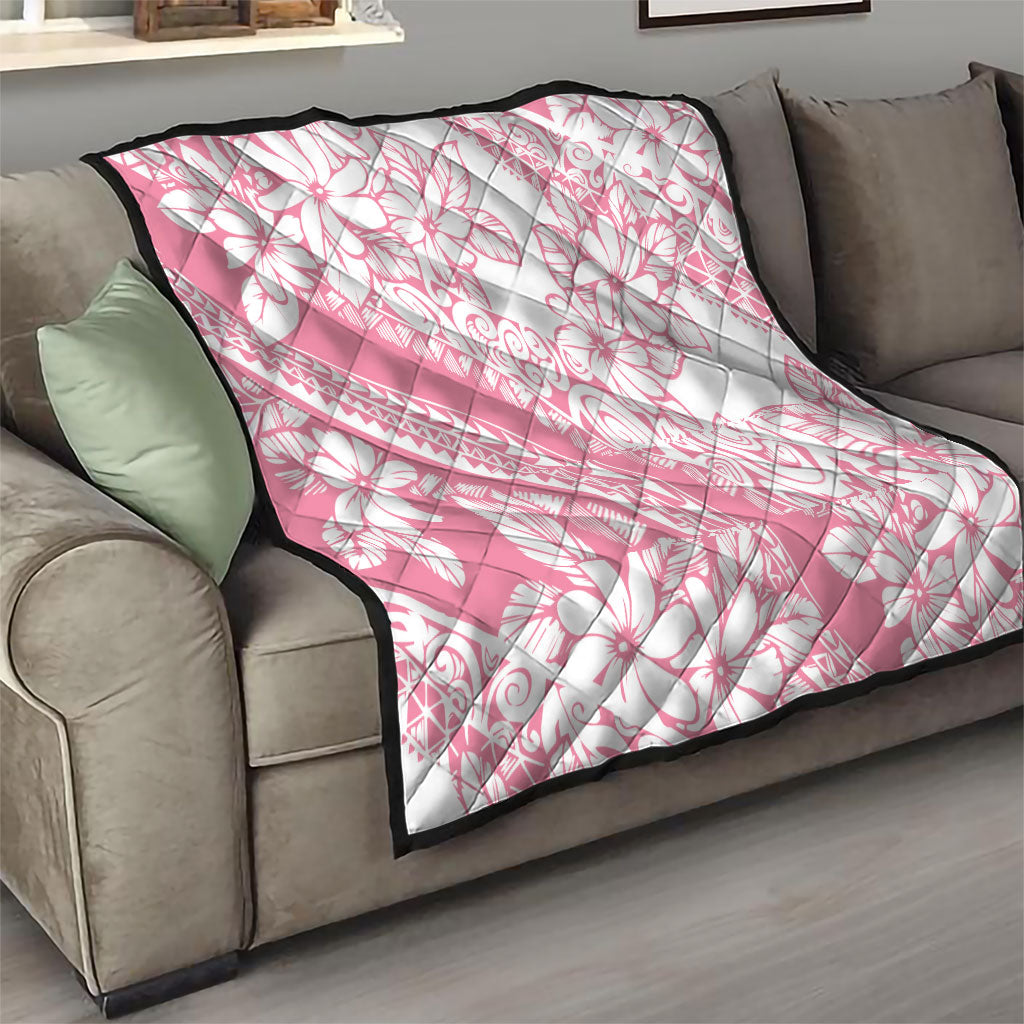 Polynesian Tiare Flower Pink Pastel Vibes Quilt