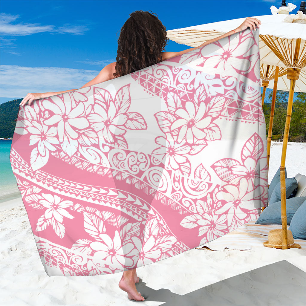 Polynesian Tiare Flower Pink Pastel Vibes Sarong