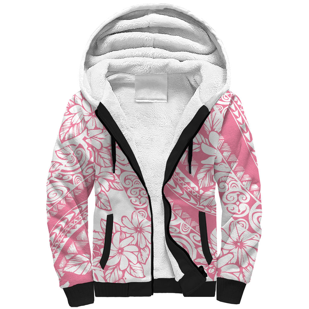 Polynesian Tiare Flower Pink Pastel Vibes Sherpa Hoodie LT14 Unisex Pink - Polynesian Pride