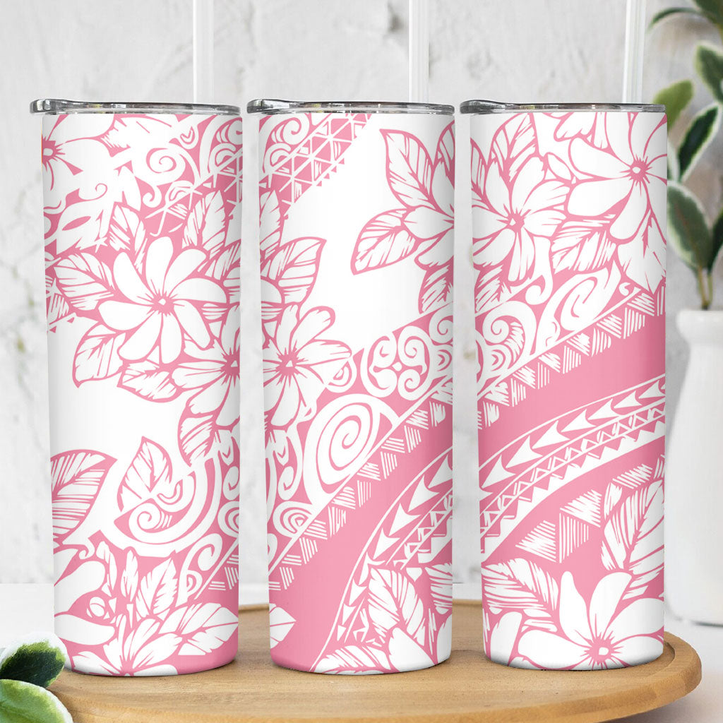 Polynesian Tiare Flower Pink Pastel Vibes Skinny Tumbler