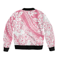 Polynesian Tiare Flower Pink Pastel Vibes Sleeve Zip Bomber Jacket