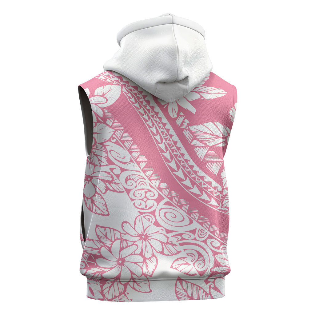 Polynesian Tiare Flower Pink Pastel Vibes Sleeveless Zip Hoodie LT14 - Polynesian Pride