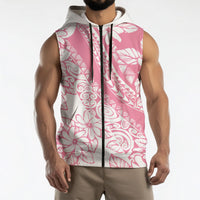 Polynesian Tiare Flower Pink Pastel Vibes Sleeveless Zip Hoodie LT14 - Polynesian Pride