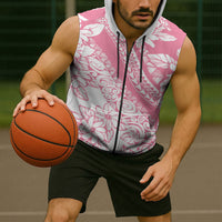 Polynesian Tiare Flower Pink Pastel Vibes Sleeveless Zip Hoodie LT14 - Polynesian Pride