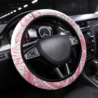 Polynesian Tiare Flower Pink Pastel Vibes Steering Wheel Cover