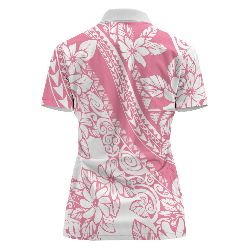 Polynesian Tiare Flower Pink Pastel Vibes Women Polo Shirt