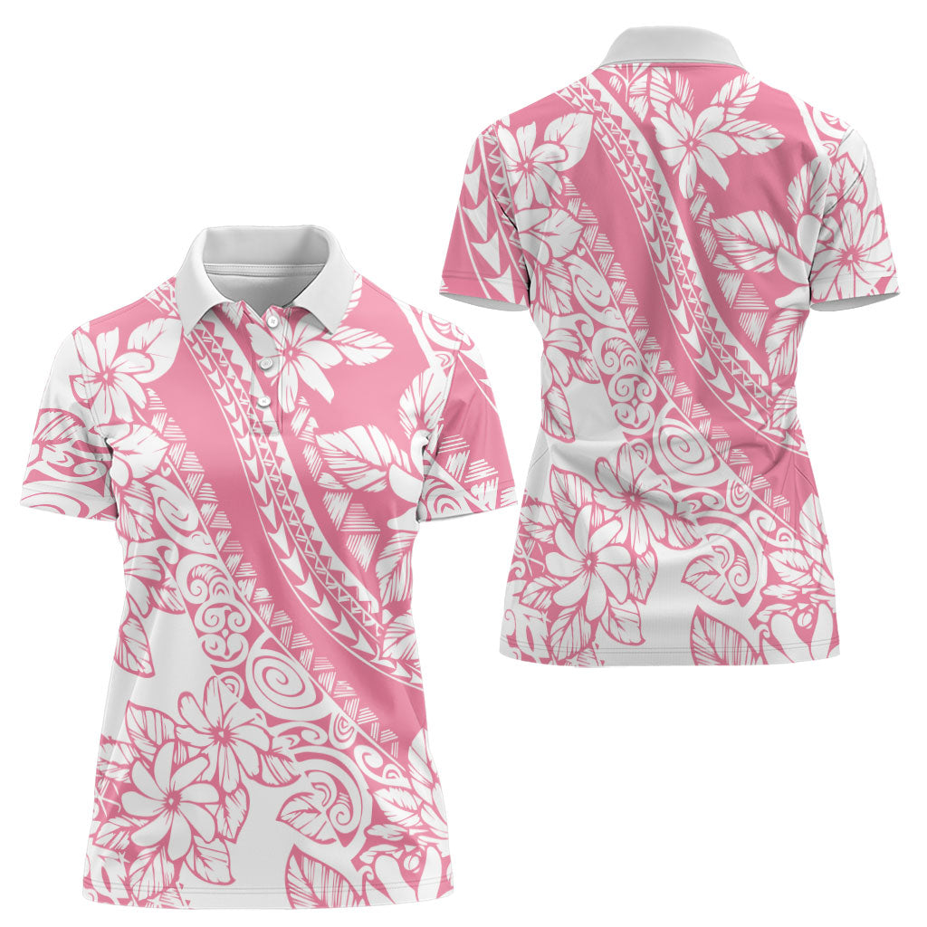 Polynesian Tiare Flower Pink Pastel Vibes Women Polo Shirt
