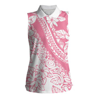 Polynesian Tiare Flower Pink Pastel Vibes Women Sleeveless Polo Shirt