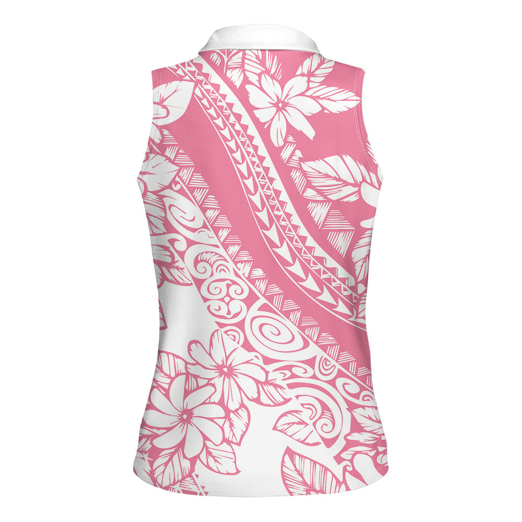 Polynesian Tiare Flower Pink Pastel Vibes Women Sleeveless Polo Shirt