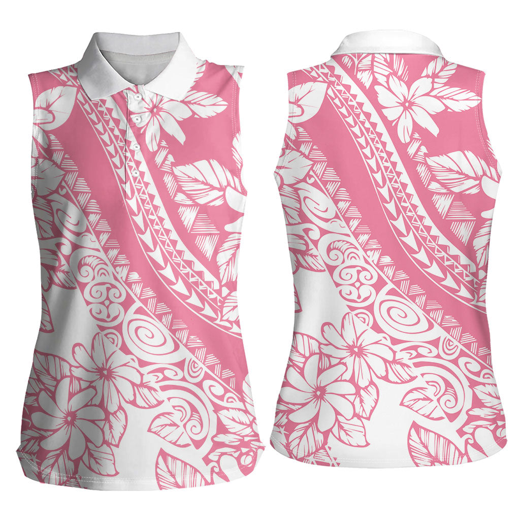 Polynesian Tiare Flower Pink Pastel Vibes Women Sleeveless Polo Shirt