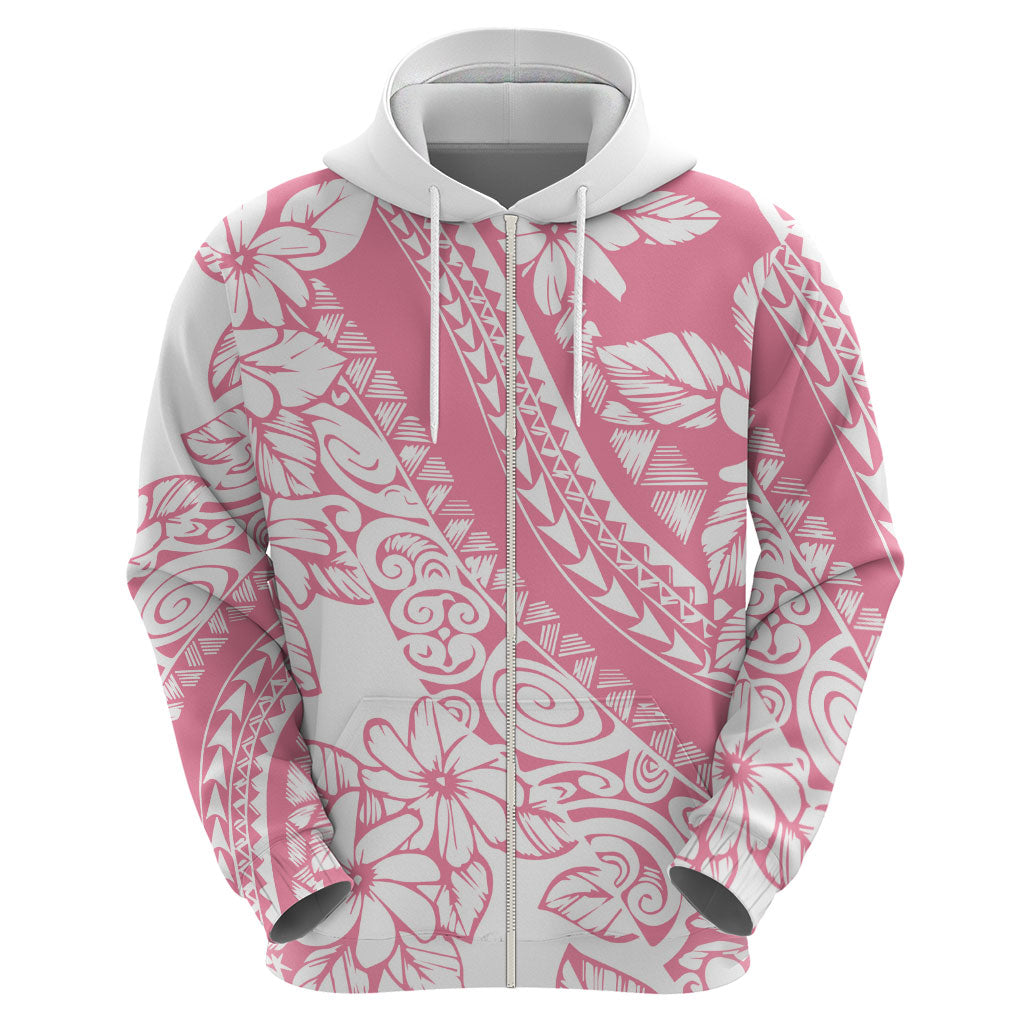 Polynesian Tiare Flower Pink Pastel Vibes Zip Hoodie