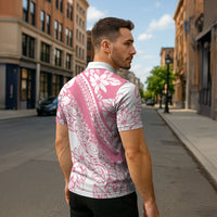 Polynesian Tiare Flower Pink Pastel Vibes Zipper Polo Shirt LT14 - Polynesian Pride