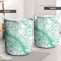 Polynesian Tiare Flower Cyan Pastel Vibes Laundry Basket