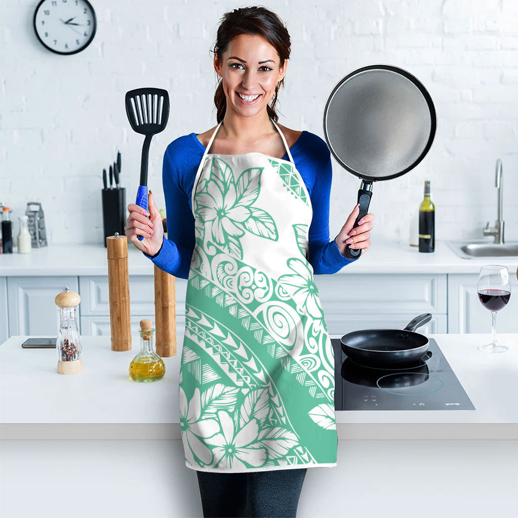 Polynesian Tiare Flower Cyan Pastel Vibes Apron