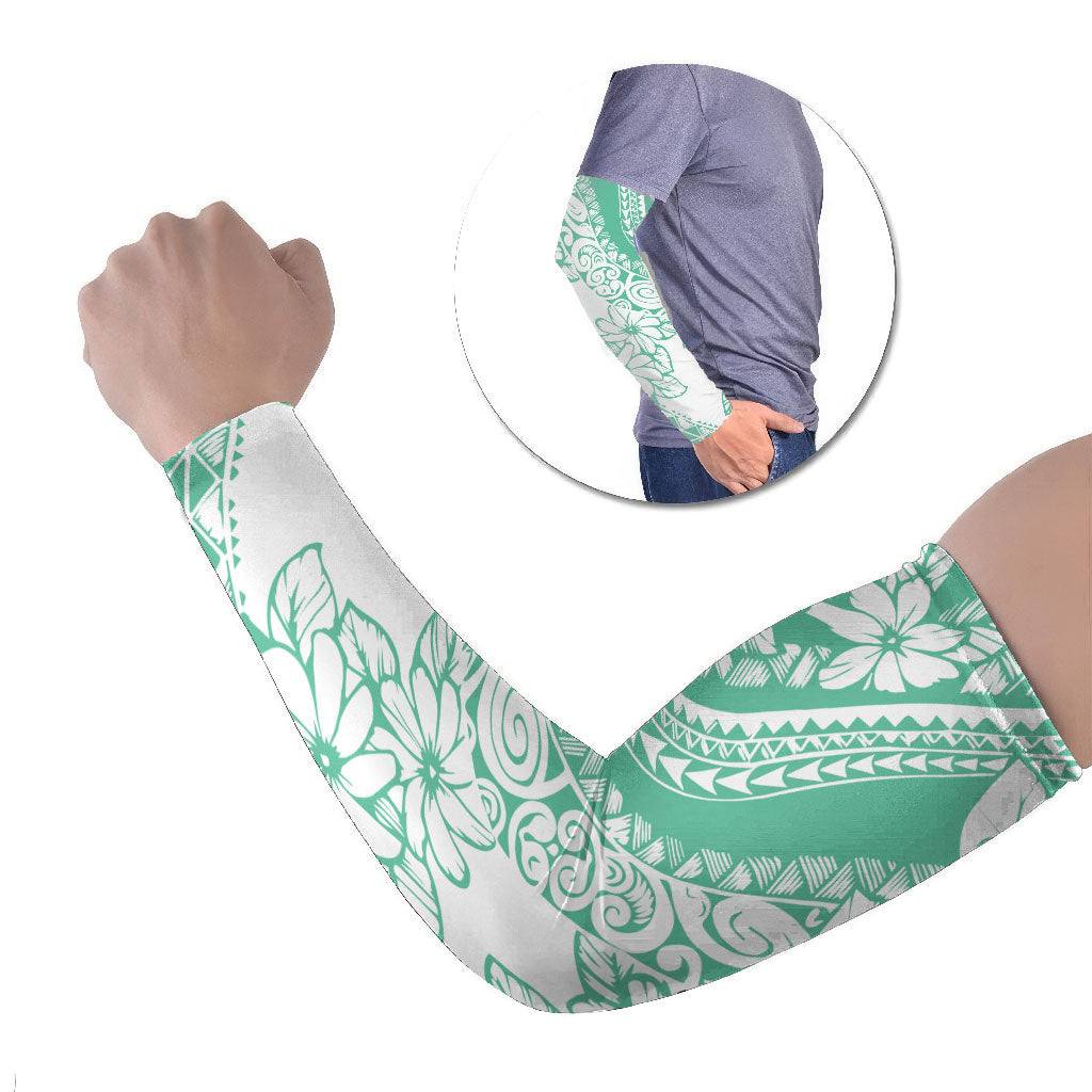 Polynesian Tiare Flower Cyan Pastel Vibes Arm Sleeves