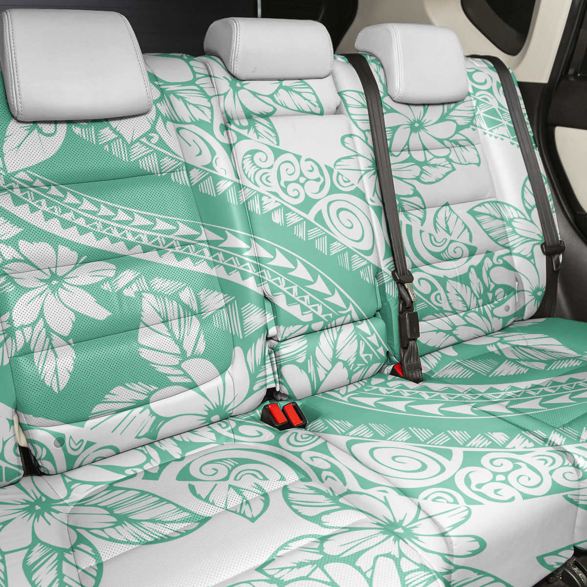 Polynesian Tiare Flower Cyan Pastel Vibes Back Car Seat Cover