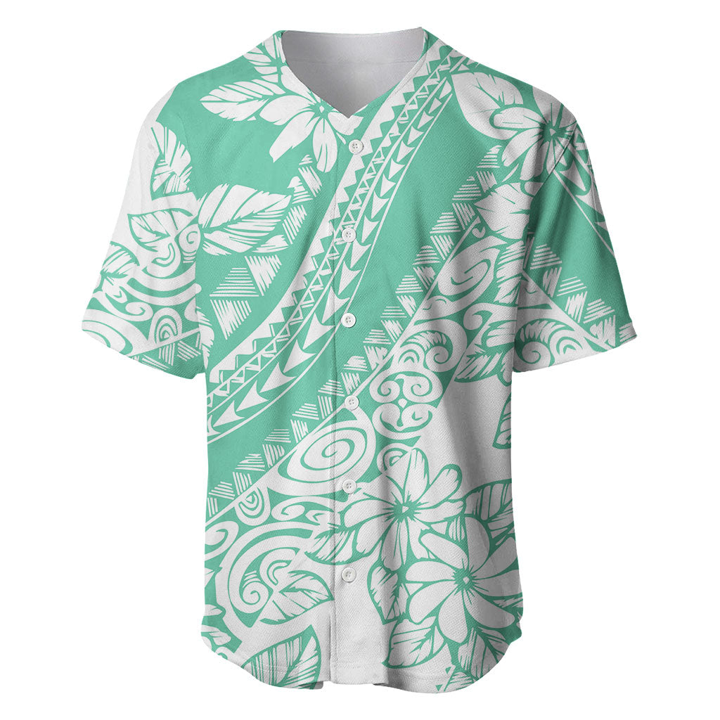 Polynesian Tiare Flower Cyan Pastel Vibes Baseball Jersey