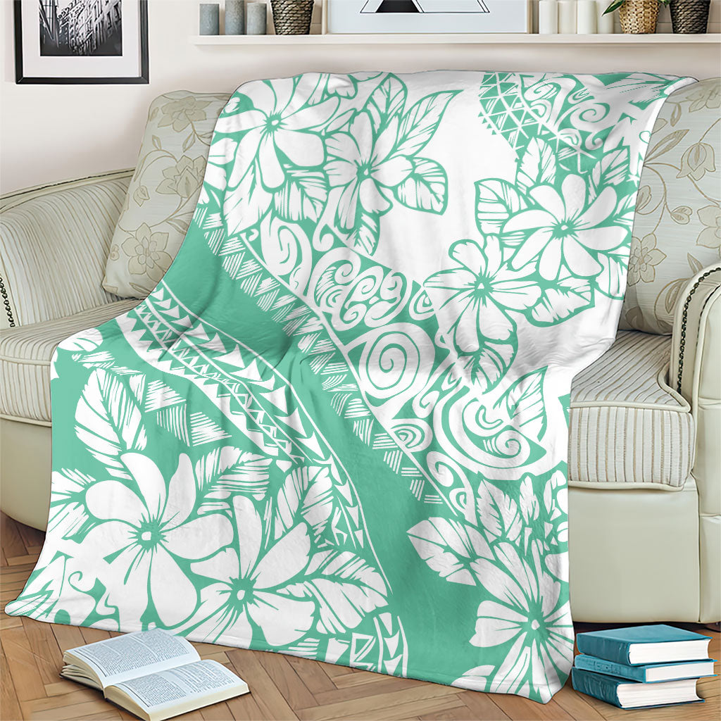 Polynesian Tiare Flower Cyan Pastel Vibes Blanket