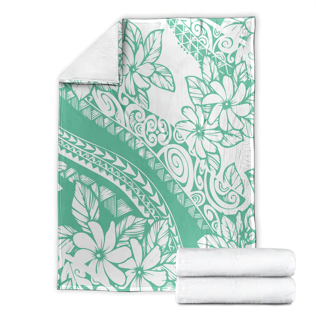 Polynesian Tiare Flower Cyan Pastel Vibes Blanket