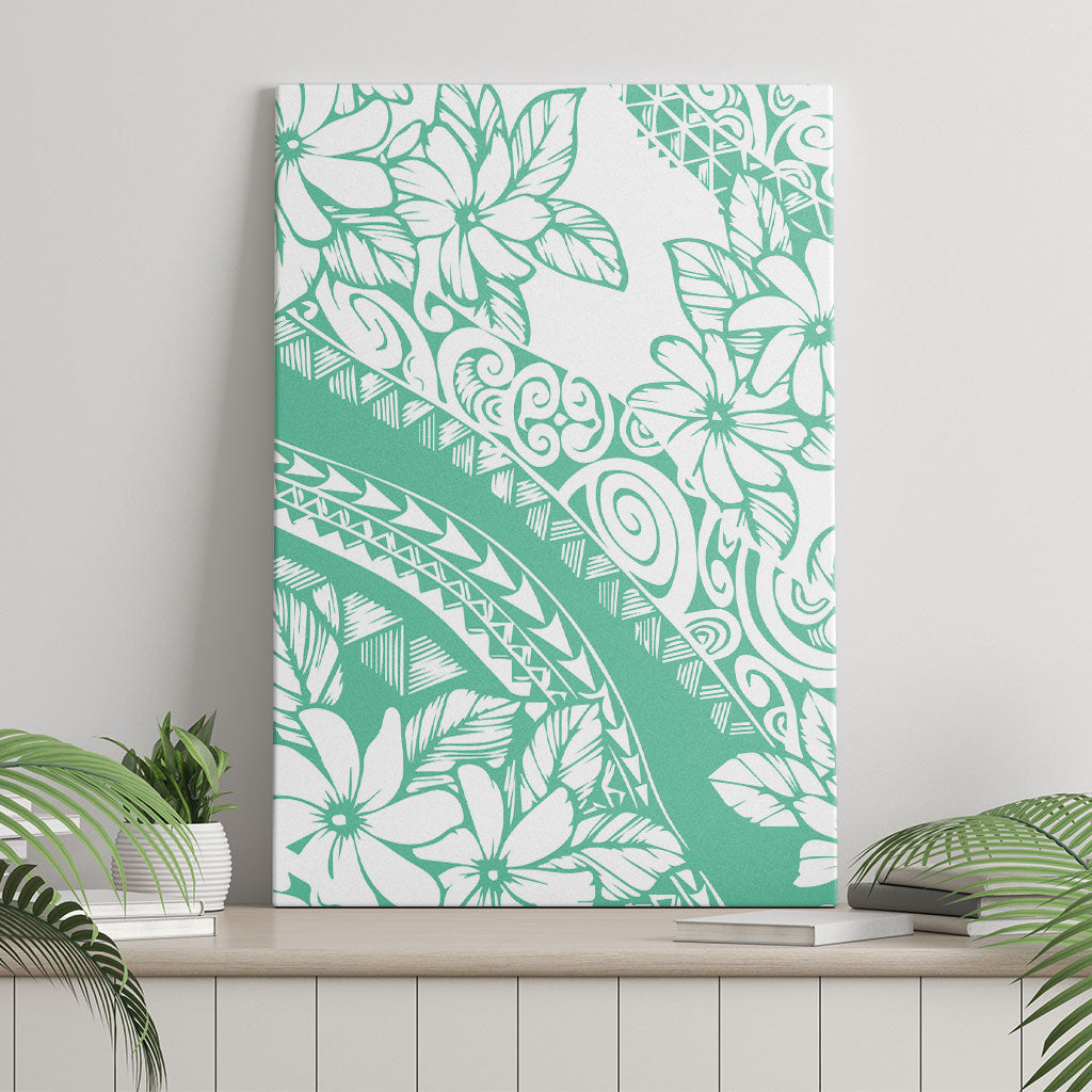 Polynesian Tiare Flower Cyan Pastel Vibes Canvas Wall Art