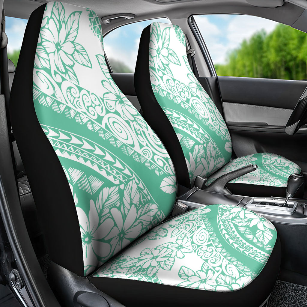 Polynesian Tiare Flower Cyan Pastel Vibes Car Seat Cover