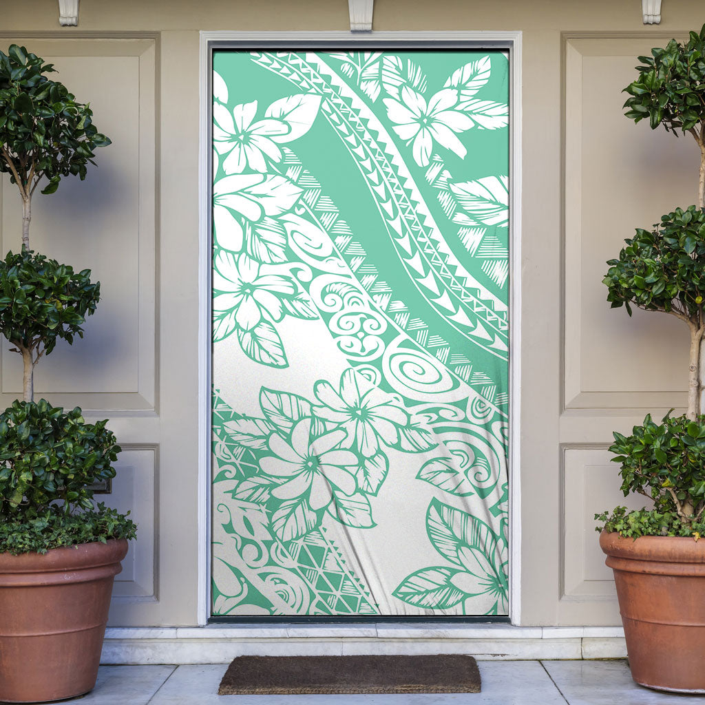 Polynesian Tiare Flower Cyan Pastel Vibes Door Cover