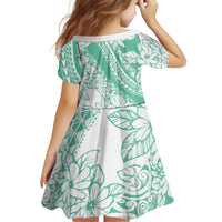 Polynesian Tiare Flower Cyan Pastel Vibes Family Matching Long Sleeve Bodycon Dress and Hawaiian Shirt