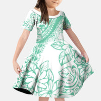 Polynesian Tiare Flower Cyan Pastel Vibes Family Matching Summer Maxi Dress and Hawaiian Shirt