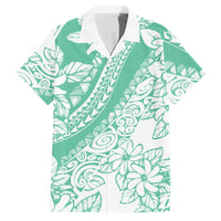 Polynesian Tiare Flower Cyan Pastel Vibes Family Matching Tank Maxi Dress and Hawaiian Shirt