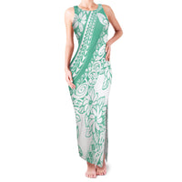 Polynesian Tiare Flower Cyan Pastel Vibes Family Matching Tank Maxi Dress and Hawaiian Shirt