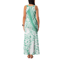 Polynesian Tiare Flower Cyan Pastel Vibes Family Matching Tank Maxi Dress and Hawaiian Shirt