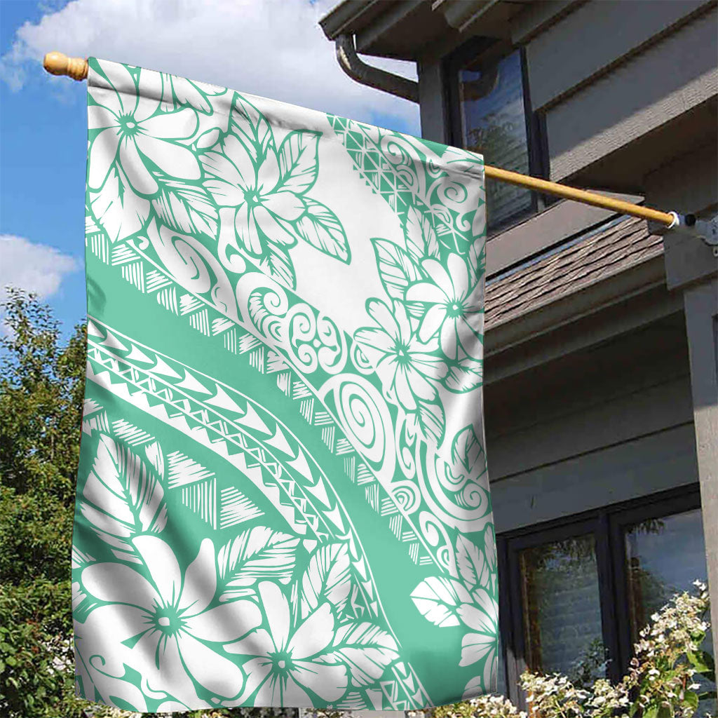 Polynesian Tiare Flower Cyan Pastel Vibes Garden Flag