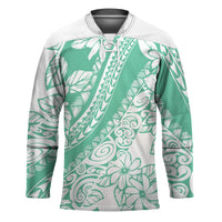 Polynesian Tiare Flower Cyan Pastel Vibes Hockey Jersey