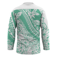 Polynesian Tiare Flower Cyan Pastel Vibes Hockey Jersey