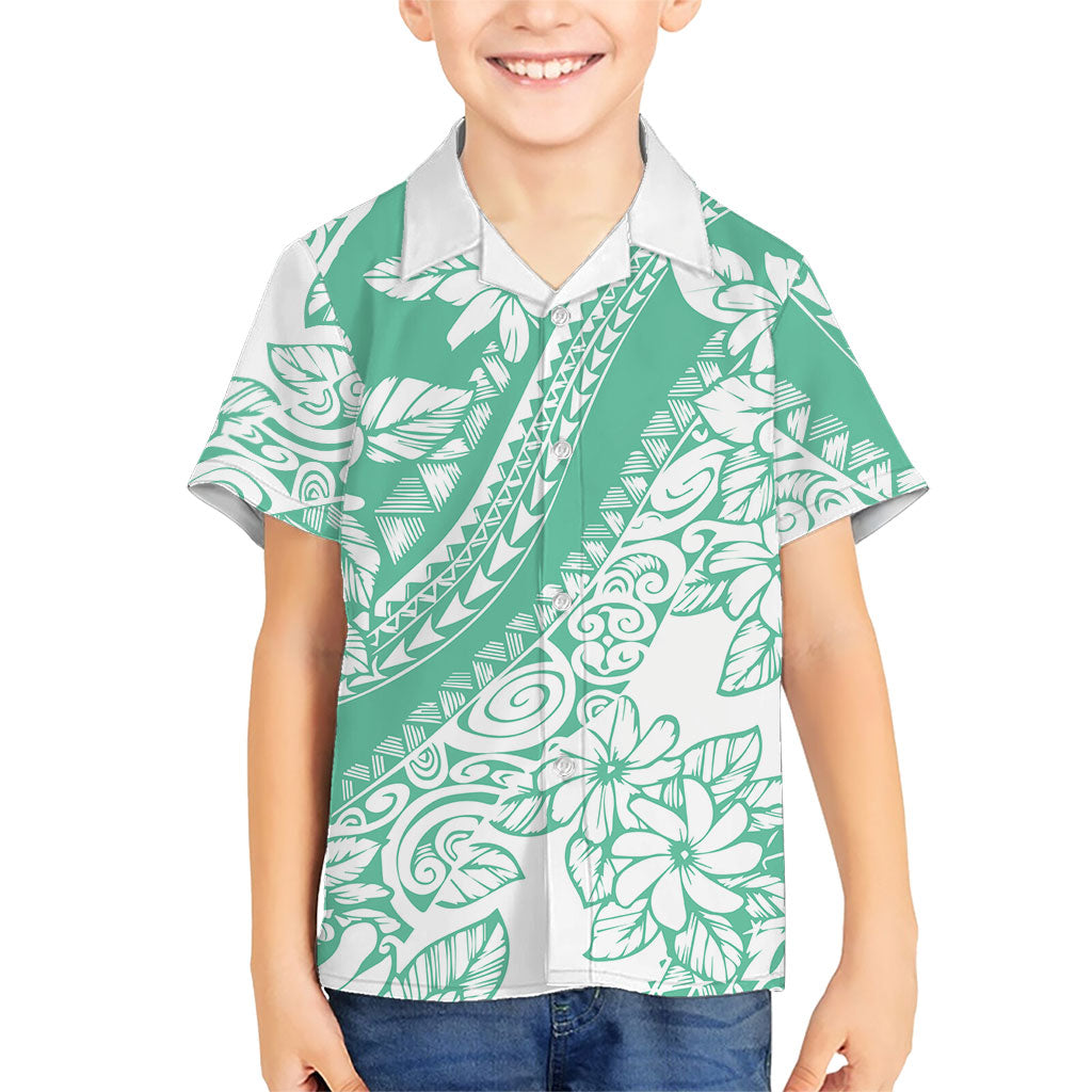 Polynesian Tiare Flower Cyan Pastel Vibes Kid Hawaiian Shirt LT14 Kid Cyan - Polynesian Pride