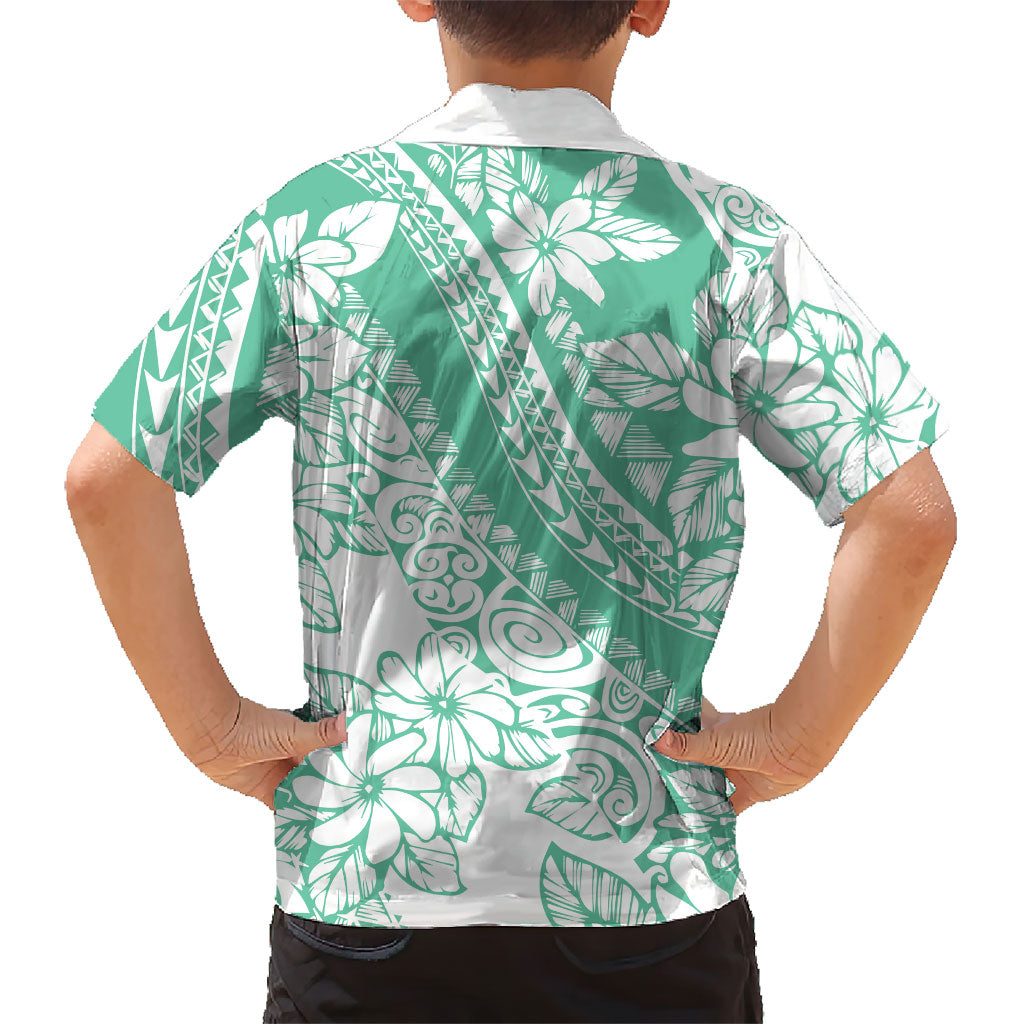 Polynesian Tiare Flower Cyan Pastel Vibes Kid Hawaiian Shirt LT14 - Polynesian Pride