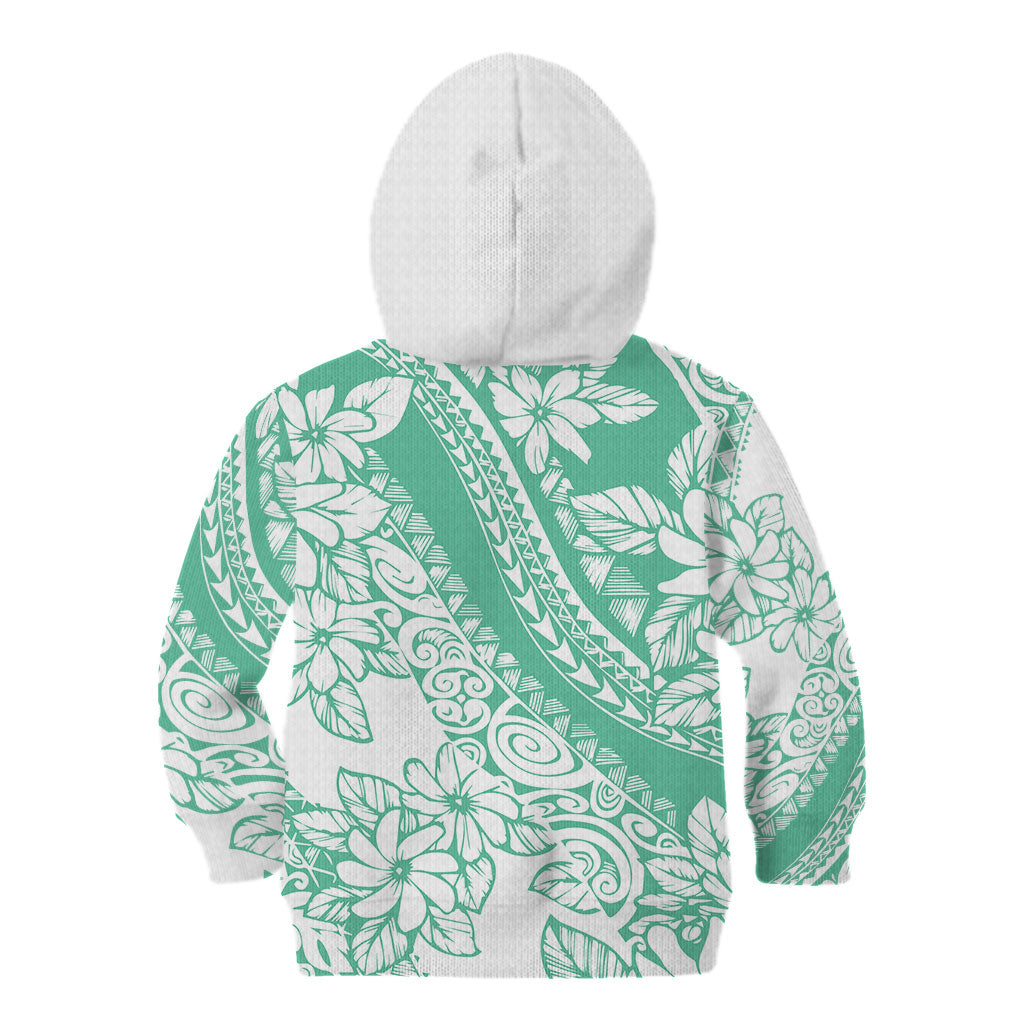 Polynesian Tiare Flower Cyan Pastel Vibes Kid Hoodie