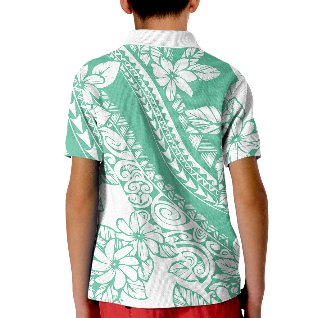 Polynesian Tiare Flower Cyan Pastel Vibes Kid Polo Shirt