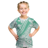 Polynesian Tiare Flower Cyan Pastel Vibes Kid T Shirt