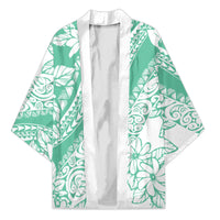 Polynesian Tiare Flower Cyan Pastel Vibes Kimono