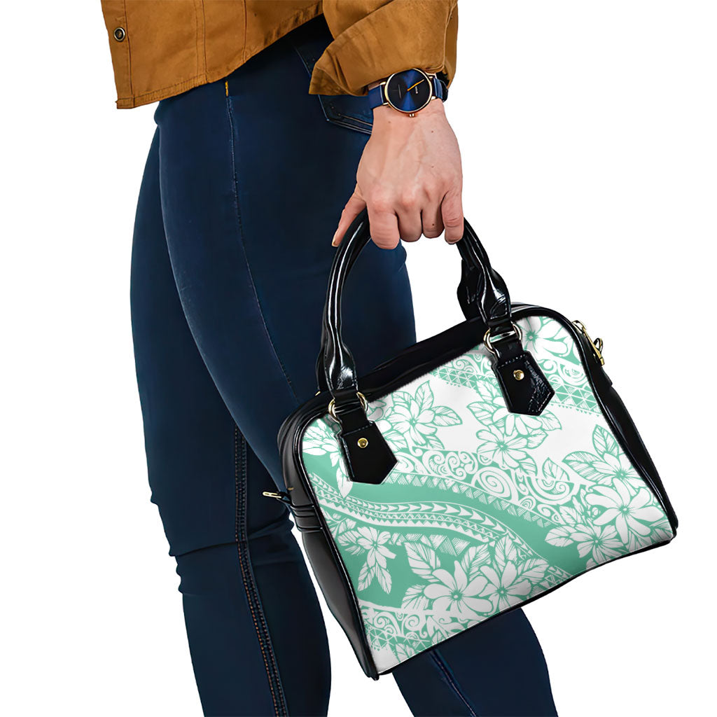 Polynesian Tiare Flower Cyan Pastel Vibes Shoulder Handbag