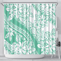 Polynesian Tiare Flower Cyan Pastel Vibes Shower Curtain