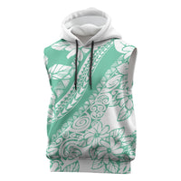 Polynesian Tiare Flower Cyan Pastel Vibes Sleeveless Hoodie LT14 Cyan - Polynesian Pride