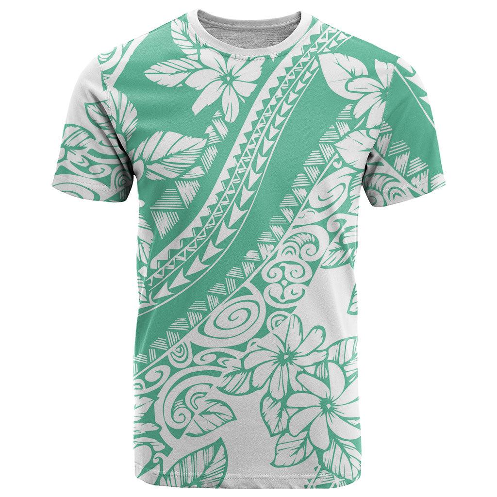 Polynesian Tiare Flower Cyan Pastel Vibes T Shirt
