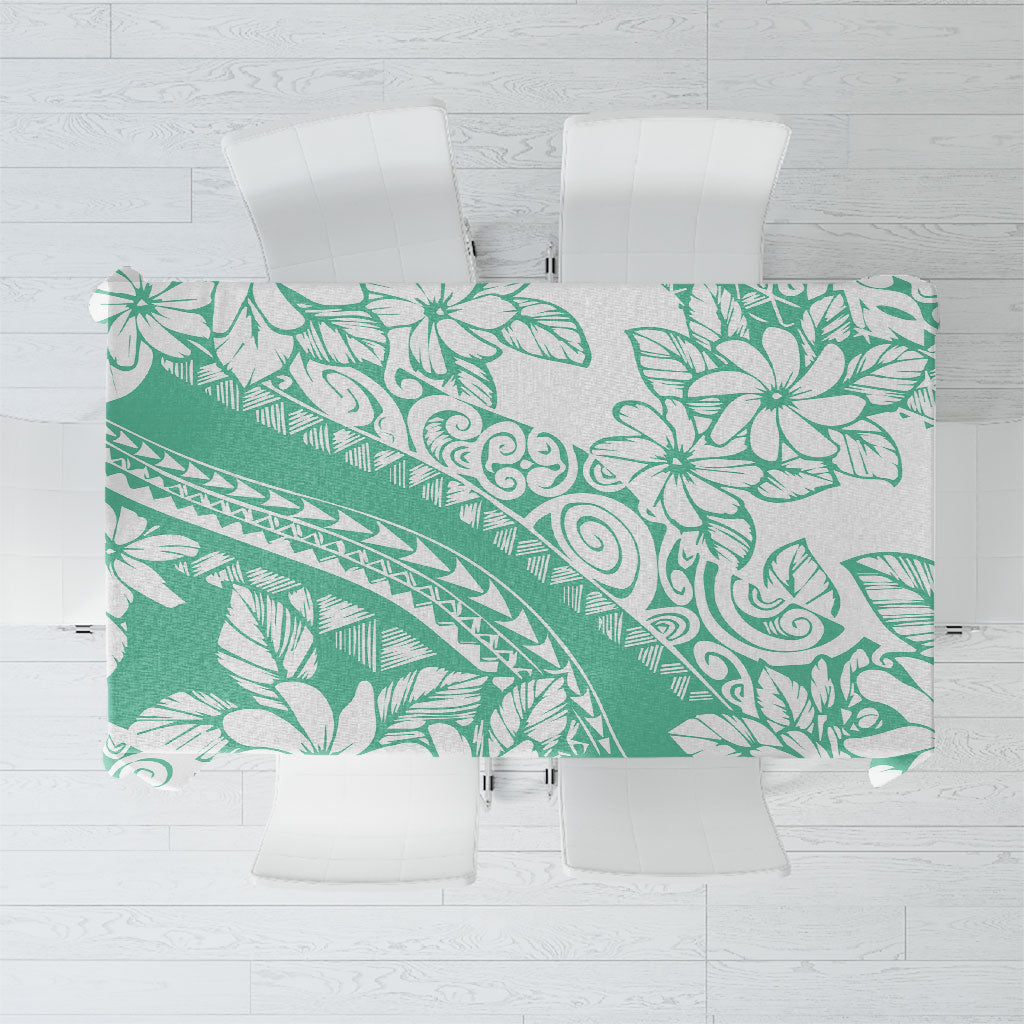 Polynesian Tiare Flower Cyan Pastel Vibes Tablecloth