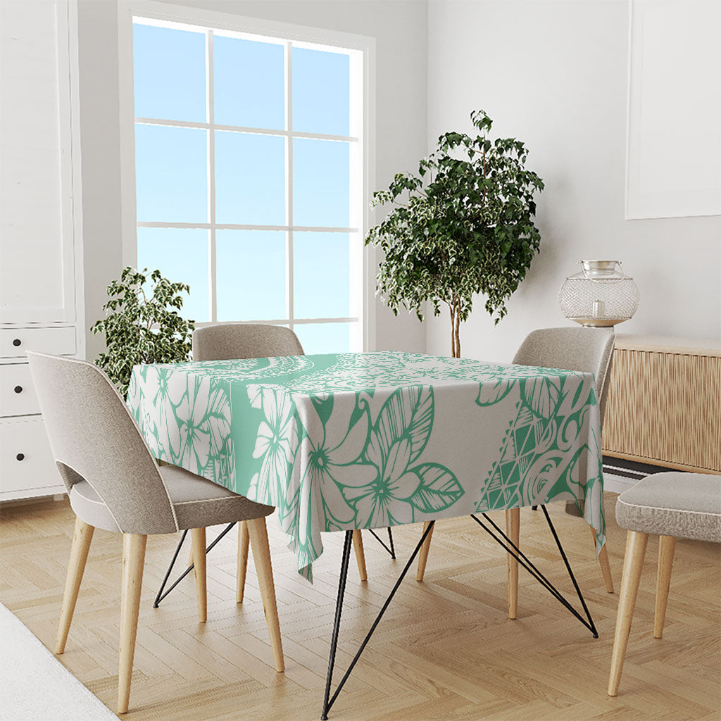 Polynesian Tiare Flower Cyan Pastel Vibes Tablecloth